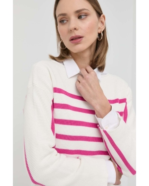 Marella sweter bawełniany damski kolor biały lekki
