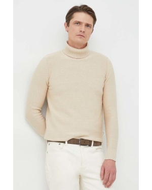 Selected Homme sweter bawełniany męski kolor beżowy ciepły z golferm