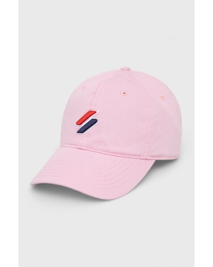Superdry czapka kolor różowy z aplikacją