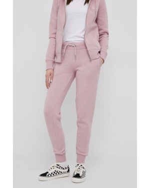 Superdry spodnie dresowe damskie kolor różowy gładkie