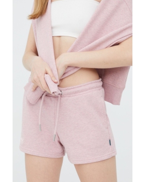 Superdry szorty damskie kolor różowy z aplikacją high waist