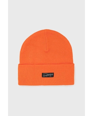 Superdry czapka kolor pomarańczowy z cienkiej dzianiny
