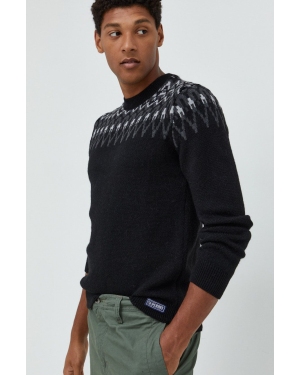 Superdry sweter z domieszką wełny męski kolor czarny