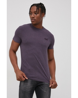 Superdry T-shirt bawełniany kolor fioletowy gładki