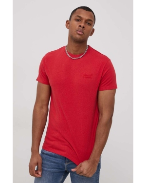 Superdry T-shirt bawełniany kolor czerwony gładki