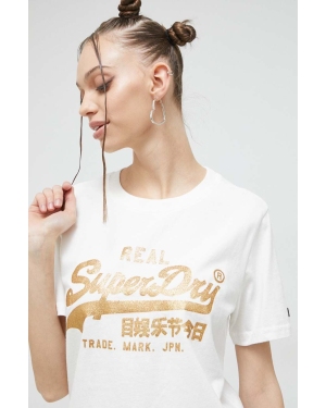 Superdry t-shirt bawełniany kolor biały