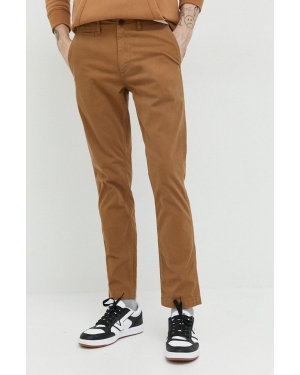 Superdry spodnie męskie kolor brązowy dopasowane