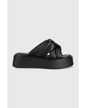 Vagabond Shoemakers klapki skórzane COURTNEY damskie kolor czarny na platformie