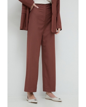 Bardot spodnie damskie kolor brązowy szerokie high waist