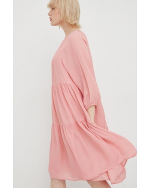 Drykorn sukienka kolor różowy mini rozkloszowana