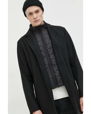 Jack & Jones płaszcz z domieszką wełny kolor czarny przejściowy