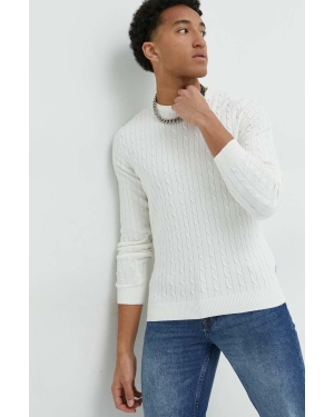 Jack & Jones sweter bawełniany męski kolor biały lekki