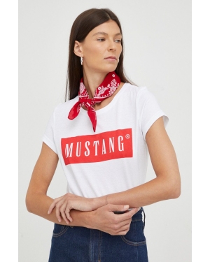 Mustang t-shirt bawełniany kolor biały