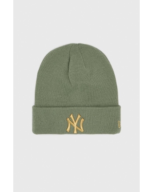 New Era czapka kolor zielony z grubej dzianiny
