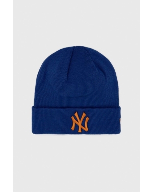 New Era czapka kolor niebieski z grubej dzianiny