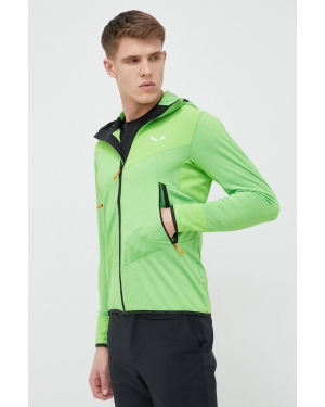 Salewa bluza sportowa Agner Hybrid męska kolor zielony z kapturem wzorzysta
