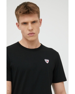 Rossignol t-shirt bawełniany kolor czarny z aplikacją