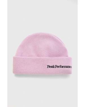 Peak Performance czapka wełniana kolor różowy z grubej dzianiny wełniana