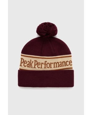 Peak Performance czapka kolor bordowy z grubej dzianiny
