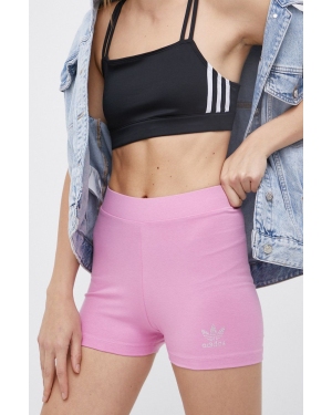 adidas Originals Szorty HF9203 damskie kolor różowy gładkie medium waist