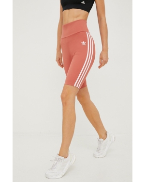 adidas Originals szorty damskie kolor pomarańczowy z aplikacją high waist