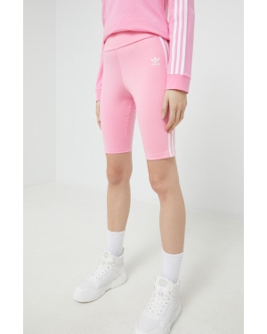 adidas Originals szorty damskie kolor różowy z aplikacją high waist