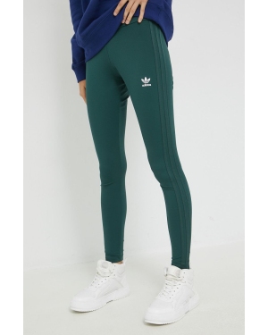 adidas Originals legginsy damskie kolor zielony z aplikacją