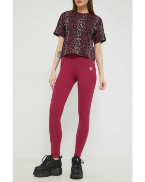 adidas Originals legginsy damskie kolor fioletowy gładkie