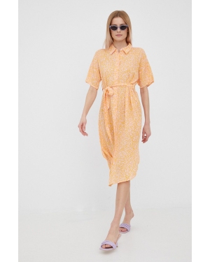 Vero Moda sukienka kolor pomarańczowy midi prosta