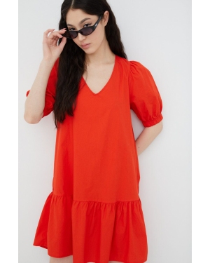 Vero Moda sukienka bawełniana kolor czerwony mini rozkloszowana