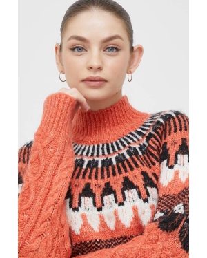 Vero Moda sweter damski kolor pomarańczowy z półgolfem