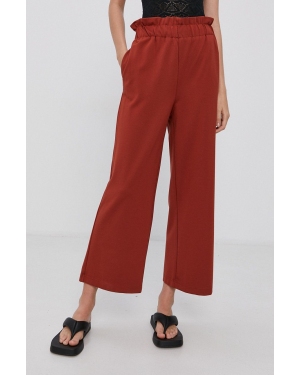 Only Spodnie damskie kolor bordowy szerokie high waist