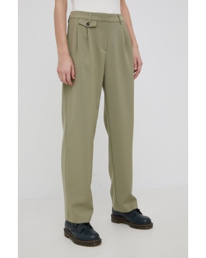Only spodnie damskie kolor zielony proste high waist