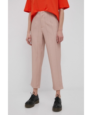 Only spodnie damskie kolor różowy proste medium waist