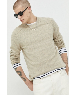 Only & Sons sweter z domieszką wełny męski kolor beżowy lekki