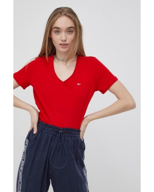Tommy Jeans t-shirt bawełniany DW0DW09195.PPYY kolor czerwony