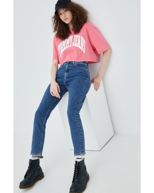 Tommy Jeans t-shirt bawełniany DW0DW12835.PPYY kolor różowy