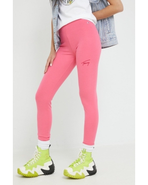 Tommy Jeans legginsy DW0DW13758.9BYY damskie kolor różowy z aplikacją