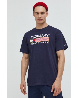 Tommy Jeans t-shirt bawełniany kolor granatowy z nadrukiem