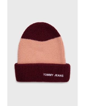 Tommy Jeans czapka z domieszką wełny kolor bordowy z domieszką wełny