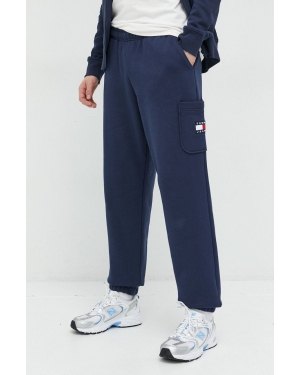 Tommy Jeans spodnie dresowe bawełniane męskie kolor granatowy gładkie