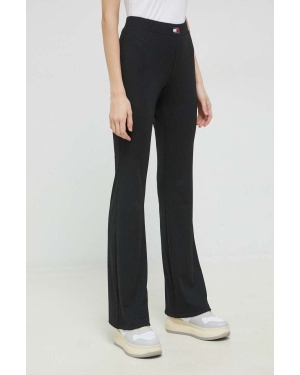 Tommy Jeans spodnie damskie kolor czarny dzwony medium waist