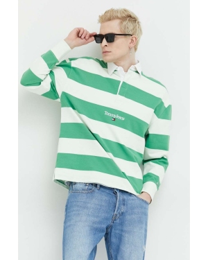 Tommy Jeans bluza bawełniana męska kolor zielony wzorzysta