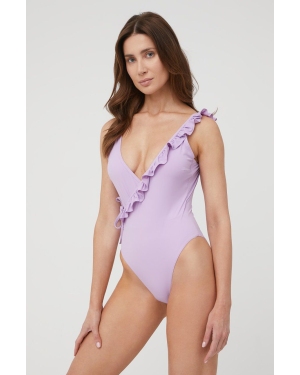 Pieces strój kąpielowy Victoria kolor fioletowy lekko usztywniona miseczka