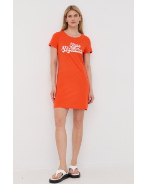 Love Moschino sukienka bawełniana kolor pomarańczowy mini prosta