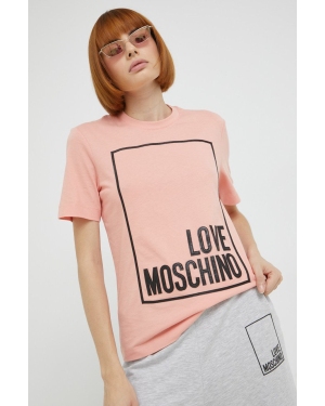 Love Moschino t-shirt bawełniany kolor różowy