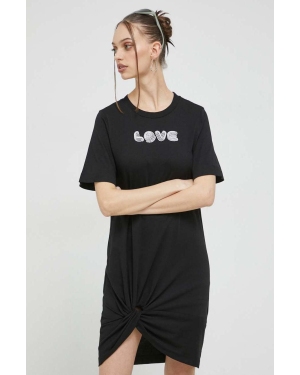 Love Moschino sukienka bawełniana kolor czarny mini prosta
