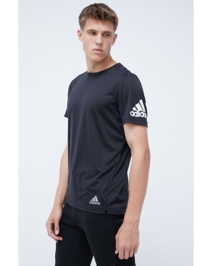 adidas Performance t-shirt do biegania Run It HB7470 kolor czarny z nadrukiem