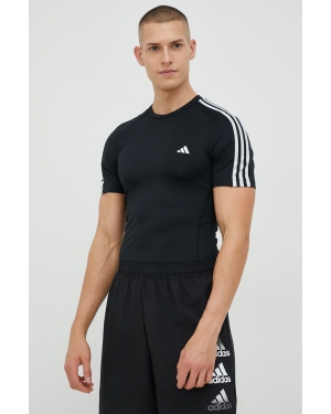adidas Performance t-shirt treningowy Techfit 3-Stripes kolor czarny z aplikacją