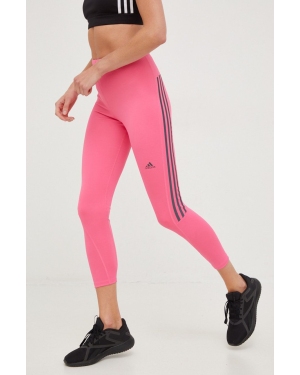 adidas Performance legginsy do biegania Run Icons damskie kolor różowy z nadrukiem